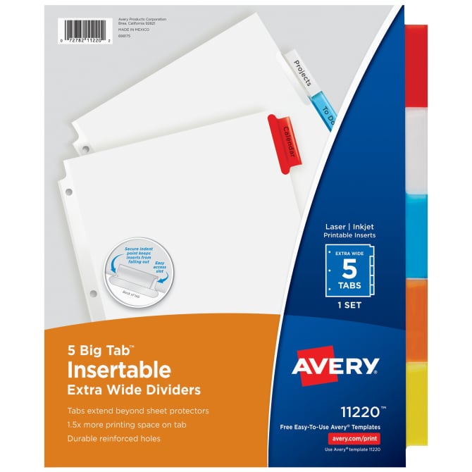 Insertable Self Adhesive Tabs with Printable Inserts 16239 Avery Avery